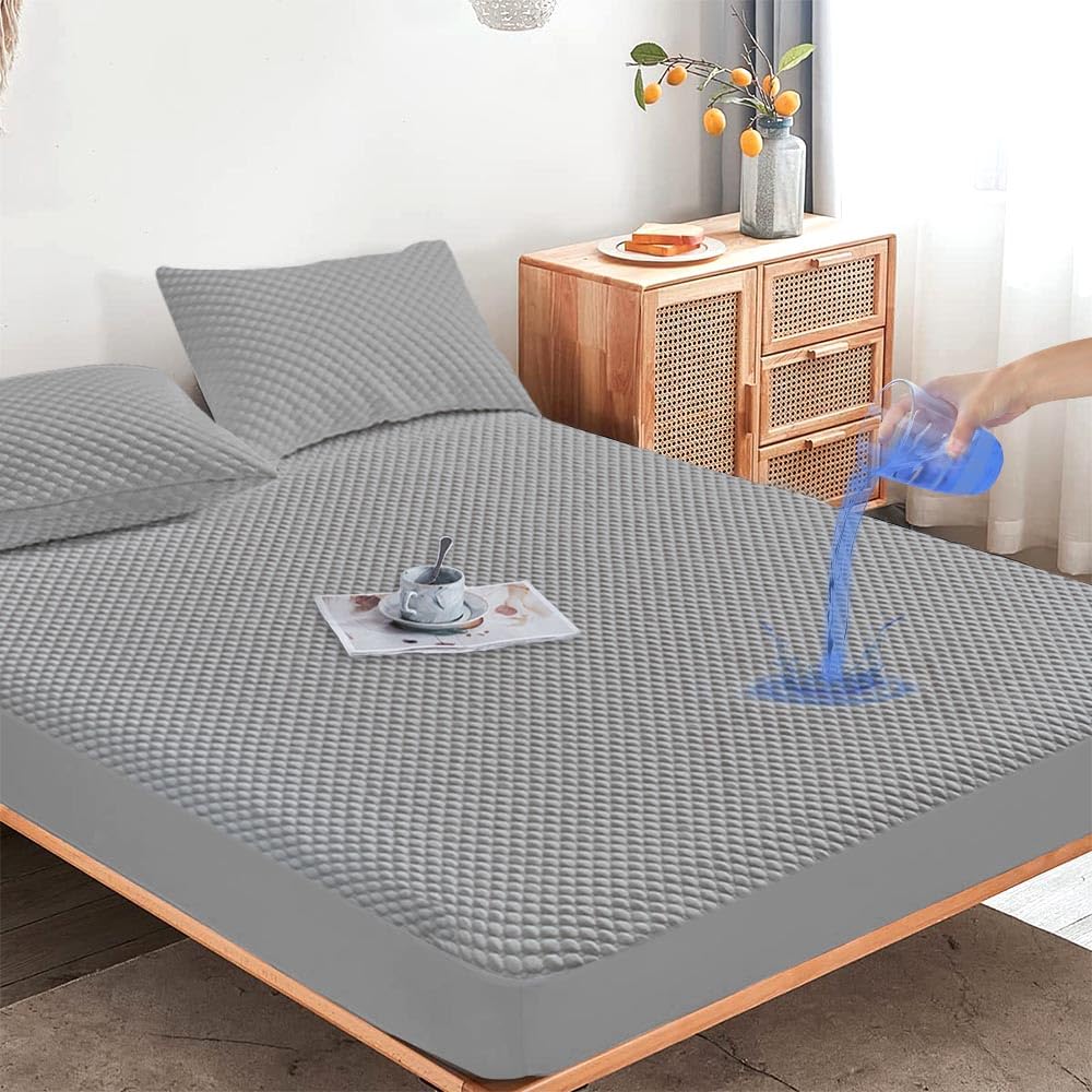 NANWEI Gris Protector de Colchón Acolchado Impermeable Hipoalergénico